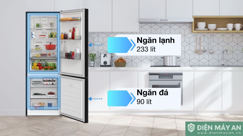 Tủ lạnh Hitachi Inverter 323 lít HRBN6340DGBKVN